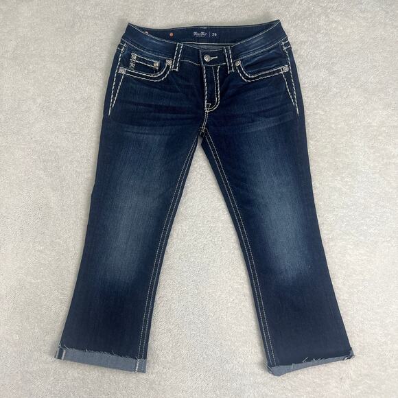 Miss Me Chloe Boot Dark Wash Jeans Sz 29 Altered Cropped to 23" Inseam Capri - Picture 1 of 11